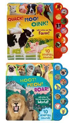 Picture of Farm and Wild Animal 10 button sound books: 2 BOOK PACK: Let's Listen to the Animals Around the World!/Let's Listen on the Farm!